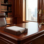 DACASSO Bonded Leather Desktop Letter Tray - Luxury Letter Holder & Paper Organizer for Desk - Office Organization & Executive Desk Decor - (Dark Brown)