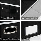 PRANDOM Storage Boxes with Lids [3-Pack] Fabric Collapsible Storage Bins Organizer Containers Baskets Cube with Cover for Home Bedroom Closet Office Nursery Black（23.4X15.9X11.5