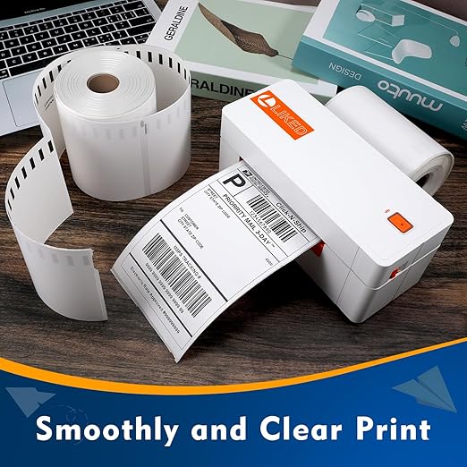 L LIKED 220 PCS 4"x6" Thermal Shipping Labels, Perforated White, Strong Adhesive Direct Thermal Labels(1 Roll), Compatible with DYMO 4XL 1744907,Zebra, Rollo, Jadens, Nelko
