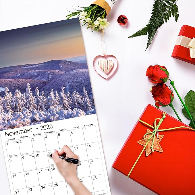 2026 Wall Calendar,Calendar 2026, July 2025 - December 2026, Wall Calendar Seasons In Bloom, 12" x 24" Opened,Full Page Months Thick & Sturdy Paper for Gift Perfect Calendar Organizing & Planning