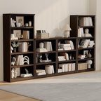 blini 3-Shelf Bookcase Wooden Bookshelves Dark Cherry 33in Wide Floor Standing Display Storage Shelves Tall Bookcase for Home Office, Living Room, Bed Room