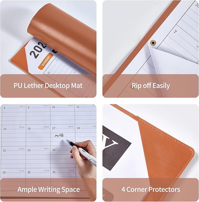 Large Desk Calendar 2026, Calendar with Desk Protecting Pad, 2026 Desk Calendar Large 22x17, Runs From January 2026 to June 2027 18 Months, Big Desktop Calendar for Family Classroom and Office(Brown)