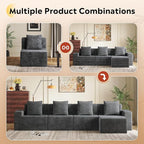WLIVE 32'' Boneless Couch for Living Room, Modular Sectional Sofa, Cloud Memory Foam Couch L Shape with Chaise, Grey