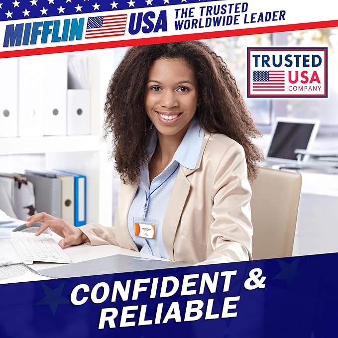 Mifflin-USA Horizontal ID Name Badge Holder (Clear, 3.5x2.25 Inches, 1000 Pack), Waterproof and Resealable Plastic Card Holders