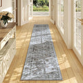 Rugcomf Washable Kitchen Runner 2'7"x12' - Long Hallway Runner Rug Non Slip, Boho Carpet for Hallways, Entryway, Hall, Bathroom - Grey