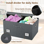 Graciadeco 75 Quarts Extra Large Decorative Storage Bins with Lids, 3 Packs Dark Gray Collapsible Storage Bins with Lids, Stackable Storage Bins Decorative Box Storage With Lid Extra Large