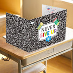 Cinrobiye 24 Pcs Composition Privacy Folders Standard for Students Cardboard Shields Test Privacy Boards Inspirational Words Desk Dividers Shield for Classroom School Study Supplies (Black)