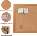 Cork Bulletin Board for Wall - 36” x 24” Bulletin Board Wall Mounted Wood Frame Message Board pin Board for School,Office and Home