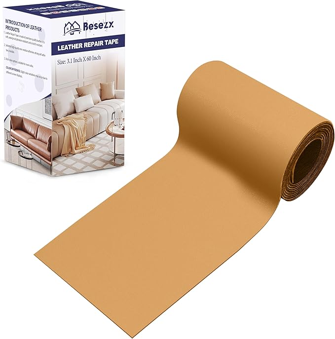 Besezx Leather Repair Patch Tape Kit, Self Adhesive Leather Repair for Furniture, Couch, Sofa, Car Seats,Office Chair,Vinyl Repair Kit.3.1inx60in