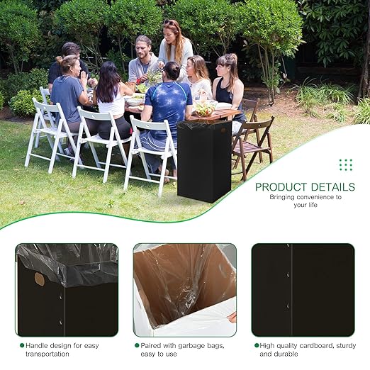 Nosiny 20 Pcs 13 Gallon Disposable and Reusable Corrugated Cardboard Trash Cans for Events, Recycling Bins Bulk with Trash Bags, Cardboard Garbage Boxes for Parties, 12 x 12 x 20 (Black)