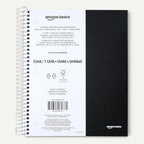 Amazon Basics Notebooks, Wide Ruled Spiral 5 Subject Notebook, For Work and School, 200 Sheets, 8.5 x 10.5 inches, Black, 1-Pack