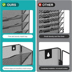 VEESUN 10 Tier Hanging Wall File Organizer, Wall File Holder Organizer Mounted Letter Mail Magazine File Rack With Flat Tray For Office Home School, Black