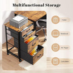 4 Drawers Mobile File Cabinet Vertical Filing Cabinet with Fabric Drawer Fits A4/Letter Size Printer Stand for Home Office，Rustic Brown