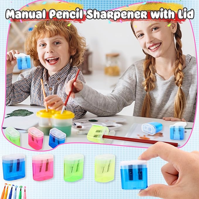 120 Pieces Pencil Sharpeners Bulk Colored Dual Holes Sharpeners Portable Manual Pencil Sharpeners for Kids Students Classroom Supplies, 4 Colors