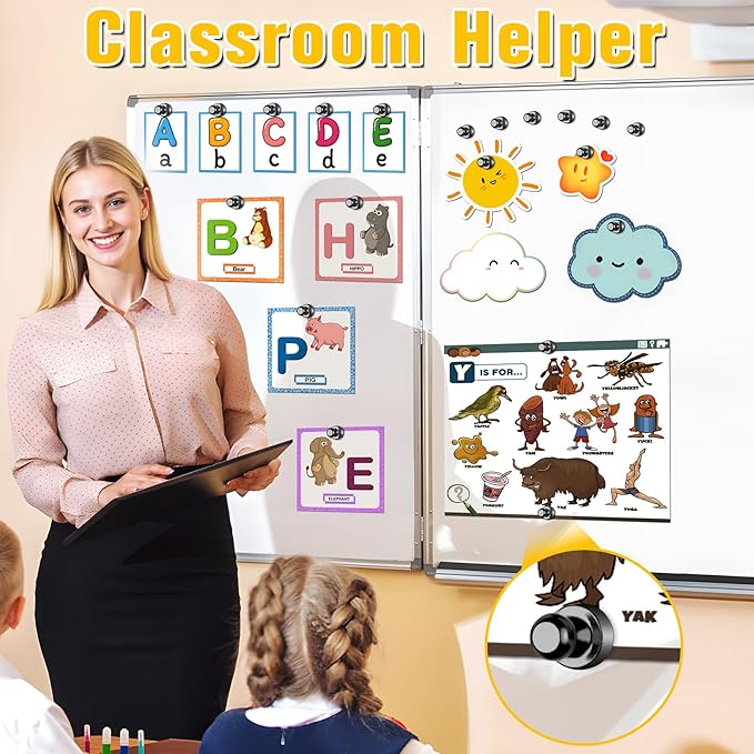 VNDUEEY 60Pcs Black Fridge Magnet Refrigerator Magnets, Magnets for Whiteboard, Small Strong Magnets for Kitchen, Office, School, Metal Decorative, Teacher Supplies