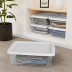Triplenet Pricing 45-Pack 12-Quart Clear Plastic Storage Bins with Secure Snap Lids, Stackable Organizer Totes for Home and Office, White, Over 1 lb 42438015x45