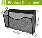 EasyPAG 3 Single Pocket Wall File Organizer, Mesh Hanging File Folder Organizer for Letter/A4 Size Folders, Wall Mounted Vertical Mail Holder for Paperwork, Office, Home, School, Black