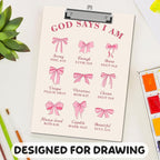 APIILVPQ Bible Clipboard, Pink Bow Clipboards with Low Profile Clip for Office School Use, Christian Prayer Wooden Clip Boards for Nurses Teachers Students - C04