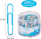 NEEWAY 200pcs Large Blue Paper Clips, 2 Inch Jumbo Paper Clip, Ceative Colored Paperclips for Paperwork Office School and Personal Use