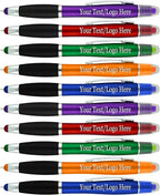 SyPen Personalized Pens with Gel Highlighter and Stylus -200 Pack Bulk-Free Imprint - 3 In Bible Highlighter No Bleed, Ballpoint Pen, and Stylus Combo- add Custom Name, Logo or Gift Message- Assorted