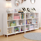 Chyanmoo Wood Cube Storage Organizer White Bookshelf - 3-Tier Freestanding Storage Cabinet with Legs for Home Office, 8-Cubes Open Shelf