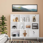 Chyanmoo Wood Cube Storage Organizer White Bookshelf - 3-Tier Freestanding Storage Cabinet with Legs for Home Office, 10-Cubes Open Shelf