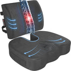 FORTEM Seat Cushion, Office Chair Cushion, Lumbar Support Pillow for Office Chair, Memory Foam Sciatica Coccyx Tailbone Pressure Pain Relief, Car Sitting Pad, Washable Non Slip, XL