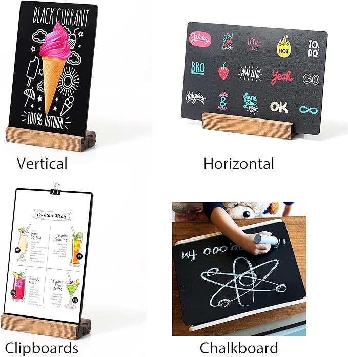 YEEON 3 Pack 8.7x12 in Desktop Small Chalkboard Sign with Wood Base