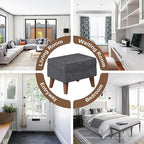 FAGAGA Small Footstool Ottoman with Storage, Ottoman Foot Rest, Modern Foot Stool with Adjustable Lid and Sturdy Wood Legs for Living Room, Bedroom, Couch, Enterway, Light Gray