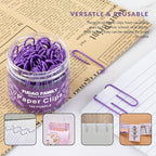 Jumbo Paper Clips, 2 Inch Large Paper Clip, 100 pcs Paperclips (Jumbo, Purple)