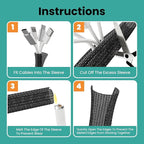 Cable Management Sleeve 25ft (300 inch) - 1/2 inch, PET Expandable Braided Cord Organizer, Split Wire Loom Tubing Reversible Cord Protector for TV USB PC Ethernet Cable Hider Protect Pets Kids