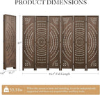 66.9Inch Folding Room Divider, 6 Panels Wood Carved Privacy Screens Free Assembled Freestanding Partition for Bedroom Home Office (Brown)