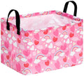 FUULOXE Rectangular Valentines Basket Storage Bin for Shelves Girls Gifts Baskets Foldable Box with Handles for Home Office Car Dormroom Valentine's Day Party Supplies