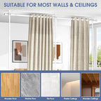 AKTOP Room Divider, No Drilling Curtain Tension Rods Wall Divider for Room Separation, 4-10ft(H) 30-147"(W) Adjustable, Heavy Duty Floor to Ceiling Space Separator Privacy Dividers for Rooms, White