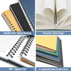 GINMLYDA Small Spiral Notebook A5, 8Pack 120 Lined Pages 8.25x5.5 Inches Spiral Journal Kraft Cover Notebooks & Writing Pads for School Home Office Aesthetic Sketch Drawing Note