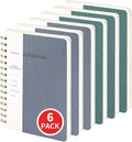 Spiral Notebook-5.75" x 8.125" College Ruled Journal with Inner Pockets and 160 Pages,PU Leather Cover Business Journal, Twin-Wire Binding Notebook Perfect for Office & Home School Supplies 6 pack Reefblue/Green