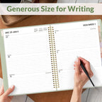 SUNEE 2026 Planner, Weekly and Monthly Calendar Planner 9"x11.2"- 12 Month (January 2026 - December 2026), Vegan Leather Cover, Pocket, Bookmark, Notes, Monthly Tab, Sage Green