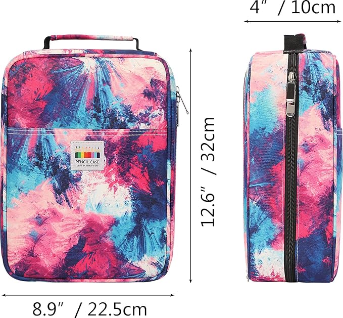 JAKAGO 274 Slots Colored Pencil Case Large Capacity Pen Holder for Artist Painter Zipper Organizer Bag for Marker Highlighter Storage Case for Office Sketch Travel Supplies(Fireworks)