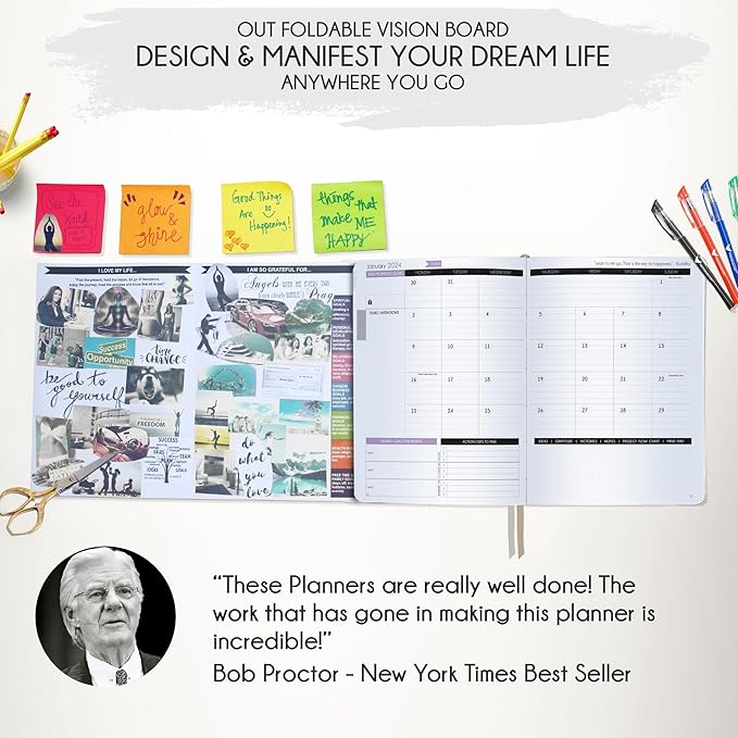 Law of Attraction Planner 2026 Deluxe with Productivity App | Weekly & Monthly Goal-Setting Planner, Life & Gratitude Journal | Include Foldable Vision Board, Gift Box & Stickers