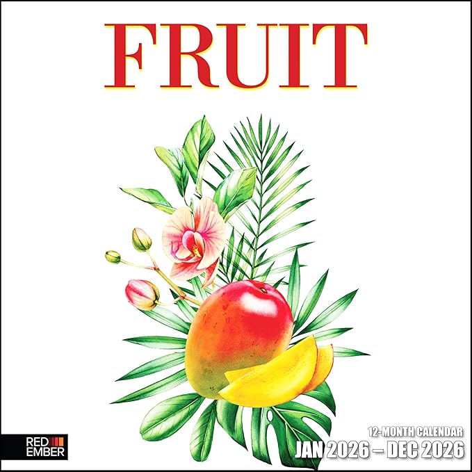 RED EMBER Fruit 2026 Wall Calendar 12 Month | 12" x 24" Open | Thick & Sturdy Paper | Holiday Gift | Art Nature Calendar 2026