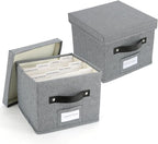 TARSUKA Greeting Card Organizer with dividers - Storage Box with lid Holds 150+ Cards - Assortment Box for Greeting Cards,Recipes, Photos, Envelopes, Keepsake - 9 x 9 x 7 Inches (Gray, 2 pcs)