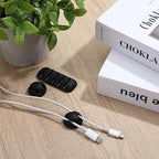 Sorcristy Cable Clips Cord Holder - 24 Pack Black Adhesive Cable Organizer for Desk, Car, Nightstand - Cord Management Clips for Phone Chargers, USB, Computer Cables