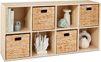 Best Choice Products 8-Cube Storage Organizer, 13.5in Shelf Opening, Bookcase, Display Shelf, Customizable w/ 2 Removable Back Panels – Light Oak