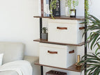 StorageWorks Fabric Storage Bins with Lid, Decorative Storage Boxes for Shelves, Stackable Closet Organizer Basket with Handles, Large, Ivory White, 2-Pack