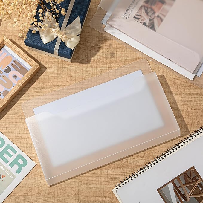 Feifeiya Magnetic Pocket File Holder Large File Folder Organizer Paper Mail Letters Holder Wall Hanging Office Supplies for Refrigerator Whiteboard Cabinets(13.8 x 8.3 Inch,Horizontal,Clear)