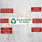 SmartSign Used Oil Filters Only, No Trash! Pack of 5 Recycle Labels | 3" x 10" Laminated Vinyl, Made in USA