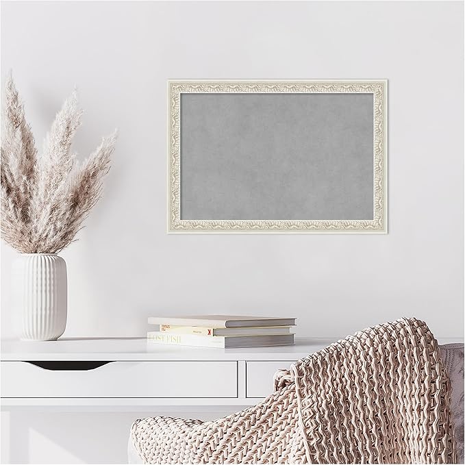 Amanti Art Silver Framed Magnetic Board 14x20 Small Vision Board for use with Magnets, 100% Metal Sheet to Display Items as Office Decor or for Home Organization in mudroom, Kitchen or Kids Room