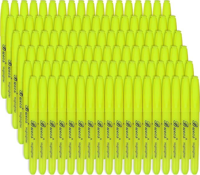 Buecs Highlighters Bulk Pack, 108 Count, Chisel Tip,Fluorescent Yellow, suitable for Adults Highlighting Planner Notes, Office School Supplies
