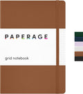 PAPERAGE Graph Paper Journal Notebook, (Cognac), 160 Pages, Medium 5.6 in x 8 in - 100 GSM Thick Paper – Hardcover Grid Notebook for Work or School