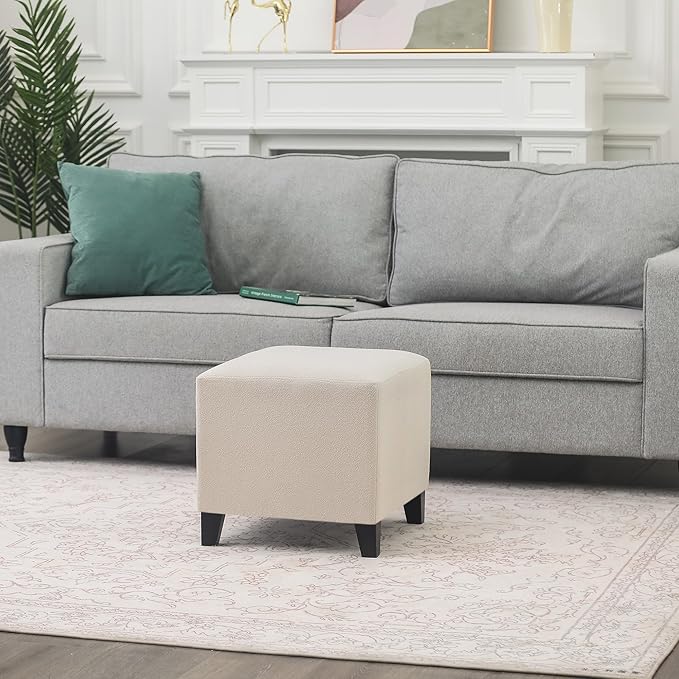 Edeco Ottoman with Square Cube Design, 16 Inch Footstools and Ottomans Small, Large Load Capacity, Square Foot Rest Ottoman for Living Room